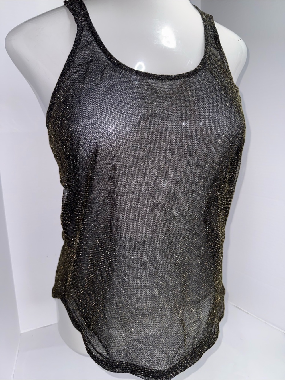 Marilyn Monroe Black Sheer Metallic Tank Top